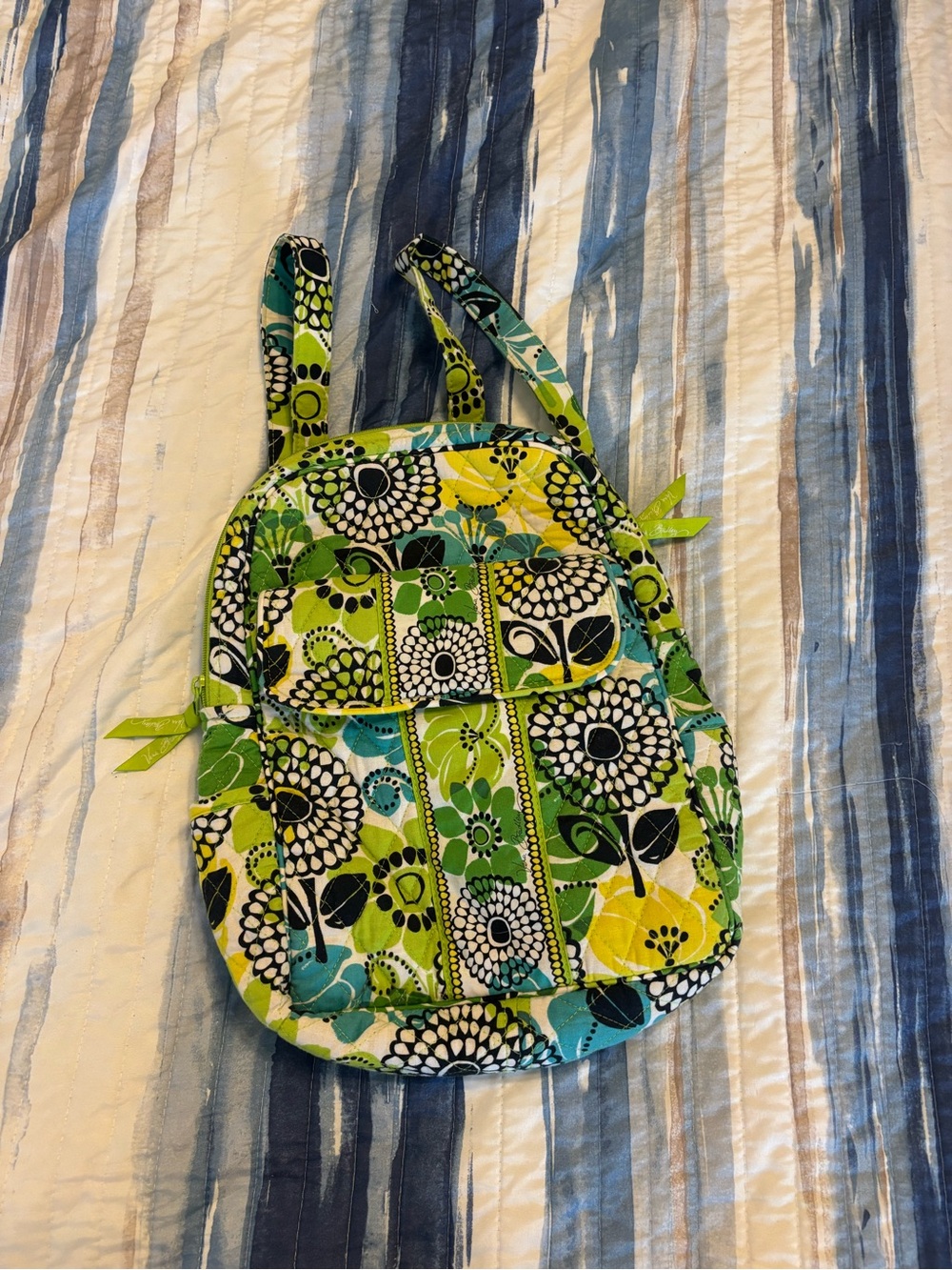 Vera Bradley Lime Green Floral Quilted Backpack